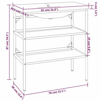 vidaXL Meuble de salle de bain avec vasque Blanc Fer