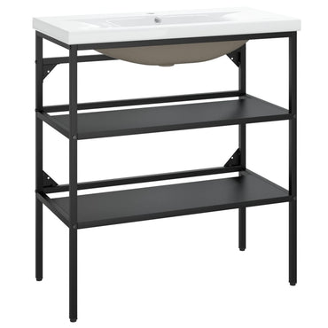 vidaXL Meuble lavabo de salle de bain avec vasque Noir Fer