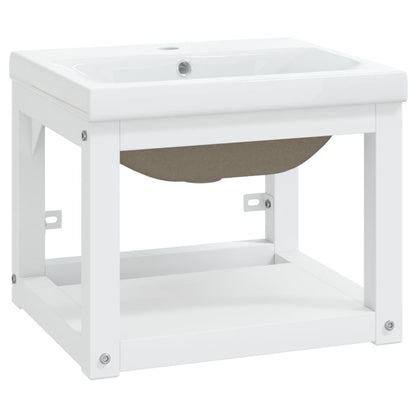 vidaXL Meuble de salle de bain avec vasque Blanc Fer