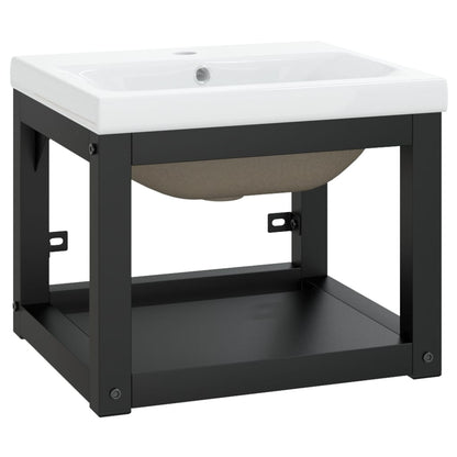 vidaXL Meuble lavabo de salle de bain avec vasque Noir Fer