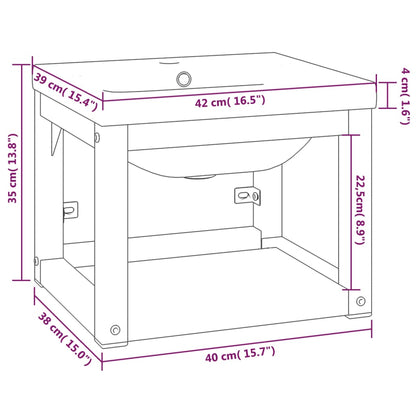 vidaXL Meuble lavabo de salle de bain avec vasque Noir Fer