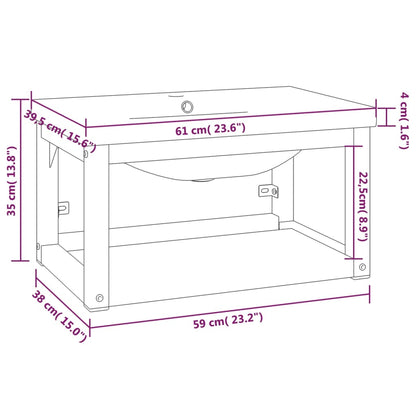 vidaXL Meuble lavabo de salle de bain avec vasque Noir Fer