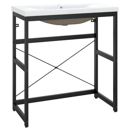 vidaXL Meuble lavabo de salle de bain avec vasque Noir Fer
