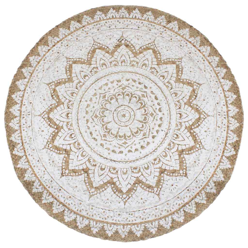 vidaXL Tapis en jute tressé imprimé 180 cm rond