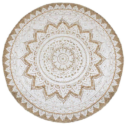 vidaXL Tapis en jute tressé imprimé 180 cm rond