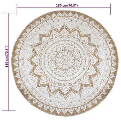 vidaXL Tapis en jute tressé imprimé 180 cm rond