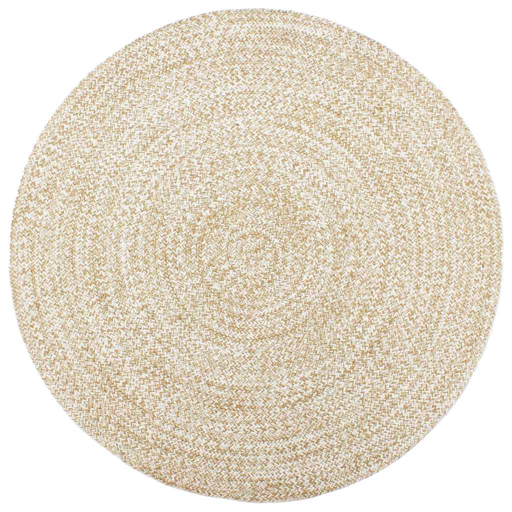 vidaXL Tapis fait à la main en jute blanc et marron 210 cm