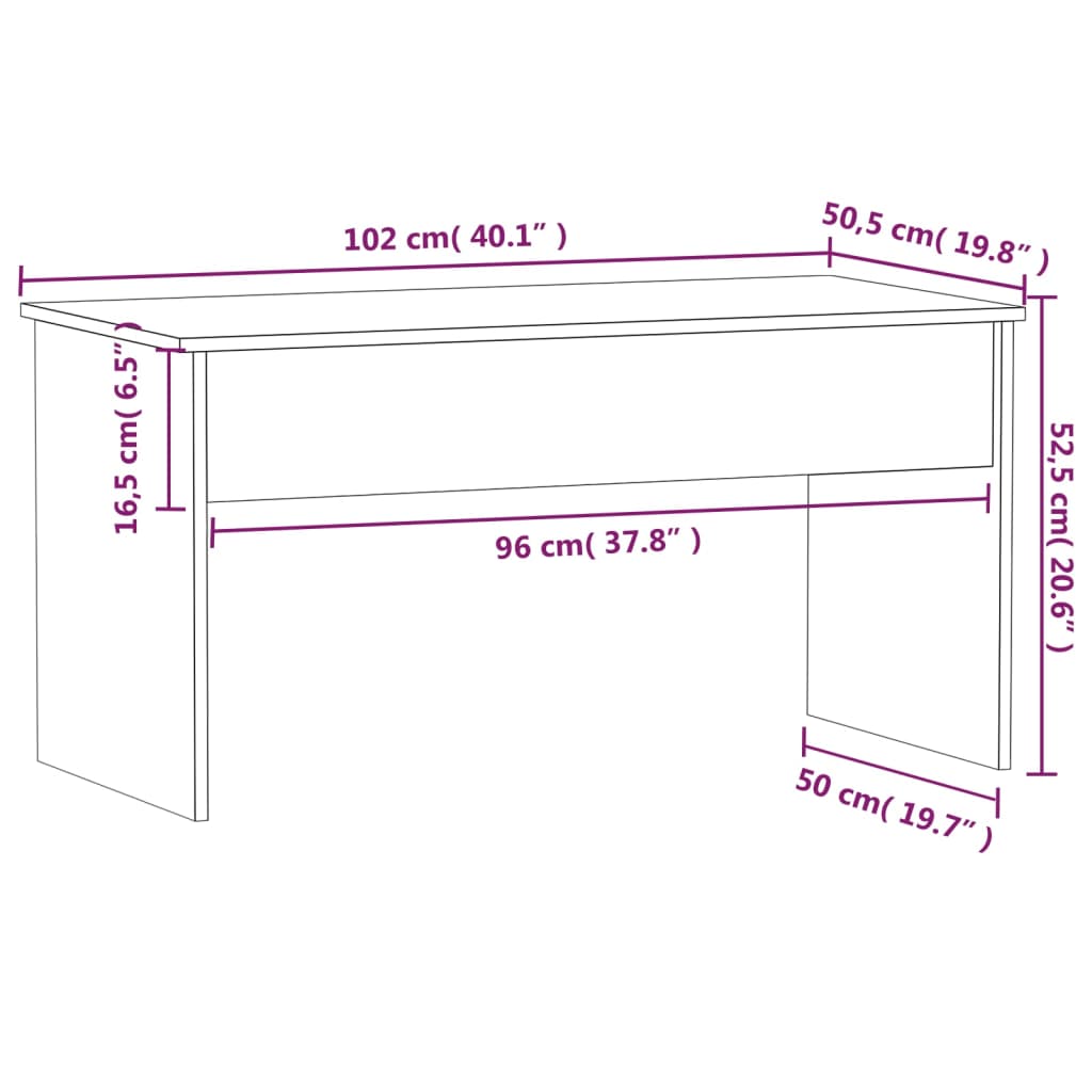 vidaXL Couchtisch Sonoma-Eiche 102x50,5x52,5 cm Holzwerkstoff