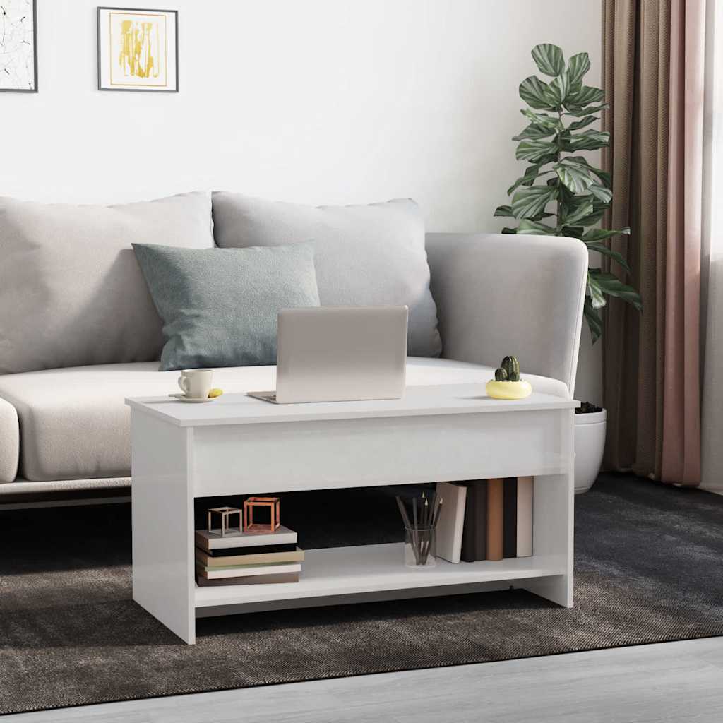 vidaXL Couchtisch Hochglanz-Weiß 102x50x52,5 cm Holzwerkstoff