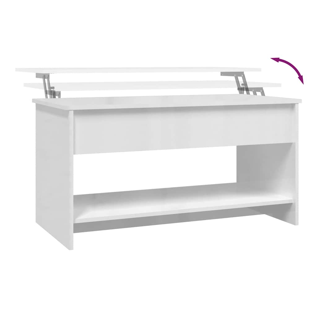 vidaXL Couchtisch Hochglanz-Weiß 102x50x52,5 cm Holzwerkstoff