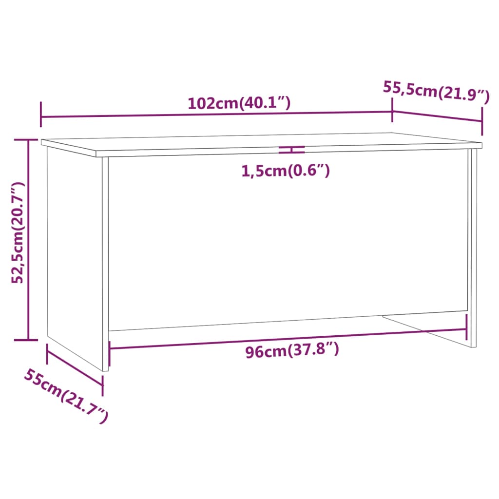 vidaXL Couchtisch Sonoma-Eiche 102x55,5x52,5 cm Holzwerkstoff