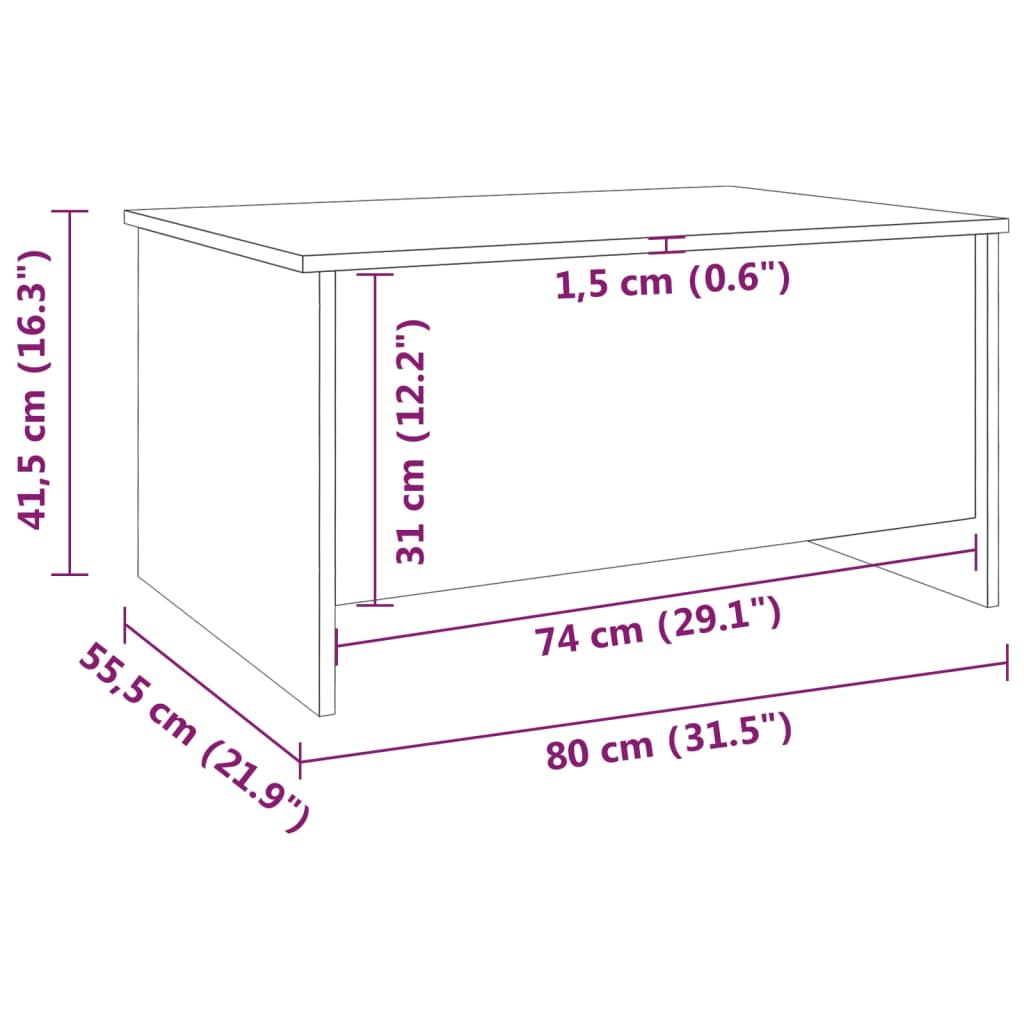 vidaXL Couchtisch Schwarz 80x55,5x41,5 cm Holzwerkstoff