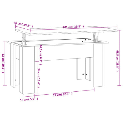 vidaXL Couchtisch Sonoma-Eiche 101x49x52 cm Holzwerkstoff