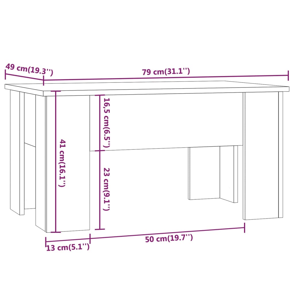vidaXL Couchtisch Weiß 79x49x41 cm Holzwerkstoff
