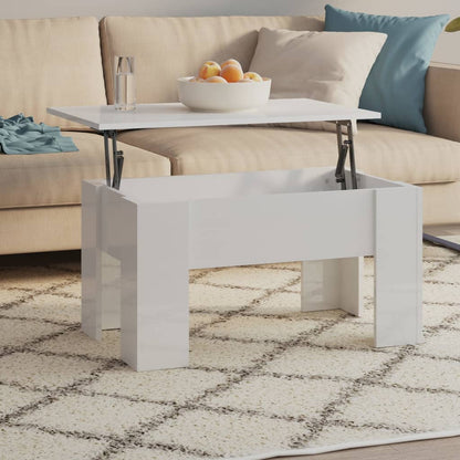 vidaXL Table basse Blanc brillant 79x49x41 cm Bois d'ingénierie