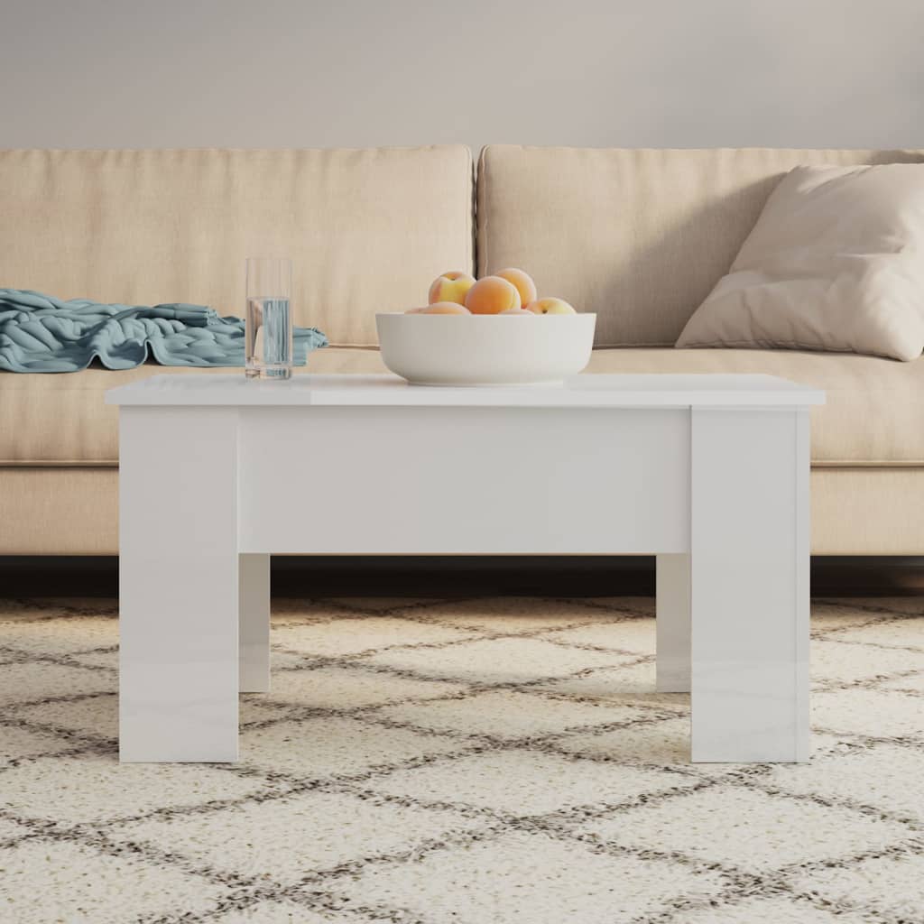 vidaXL Table basse Blanc brillant 79x49x41 cm Bois d'ingénierie