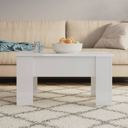 vidaXL Table basse Blanc brillant 79x49x41 cm Bois d'ingénierie