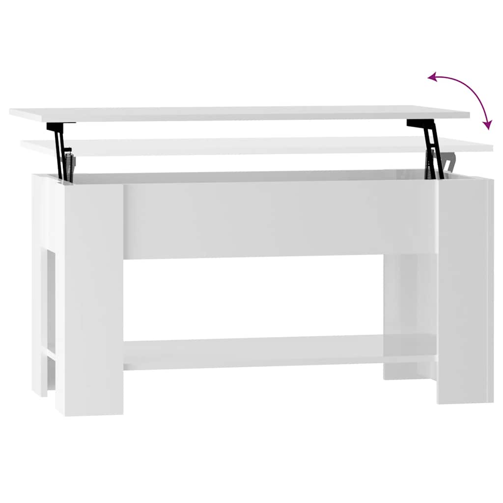 vidaXL Couchtisch Hochglanz-Weiß 101x49x52 cm Holzwerkstoff