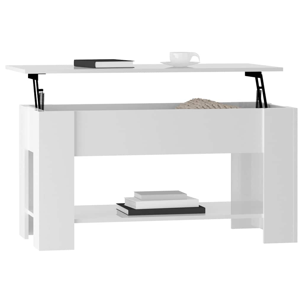 vidaXL Couchtisch Hochglanz-Weiß 101x49x52 cm Holzwerkstoff