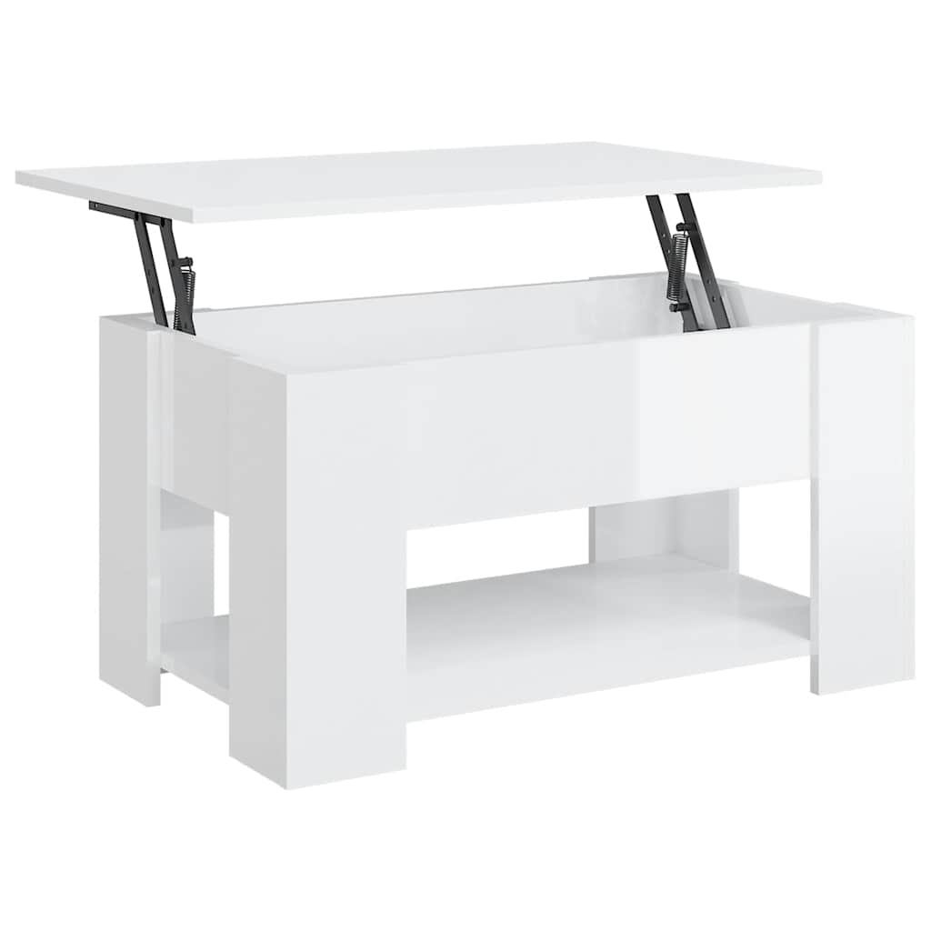 vidaXL Couchtisch Hochglanz-Weiß 79x49x41 cm Holzwerkstoff