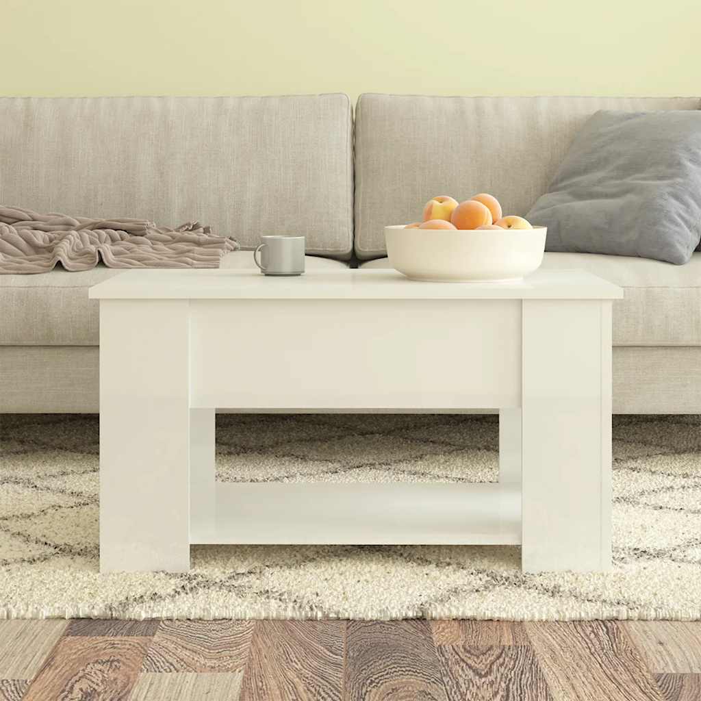 vidaXL Couchtisch Hochglanz-Weiß 79x49x41 cm Holzwerkstoff