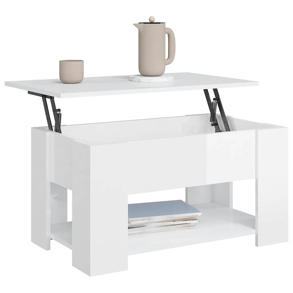 vidaXL Couchtisch Hochglanz-Weiß 79x49x41 cm Holzwerkstoff