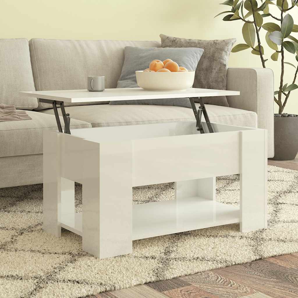 vidaXL Couchtisch Hochglanz-Weiß 79x49x41 cm Holzwerkstoff