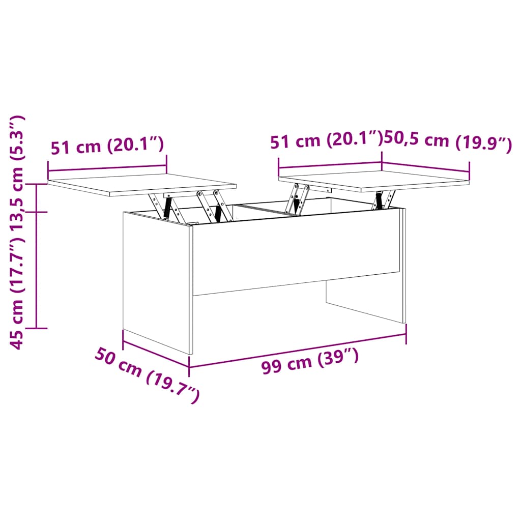 vidaXL Couchtisch Schwarz 102x50,5x46,5 cm Holzwerkstoff