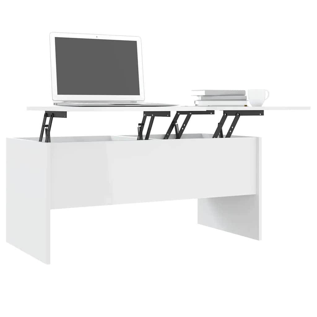 vidaXL Couchtisch Hochglanz-Weiß 102x50,5x46,5 cm Holzwerkstoff