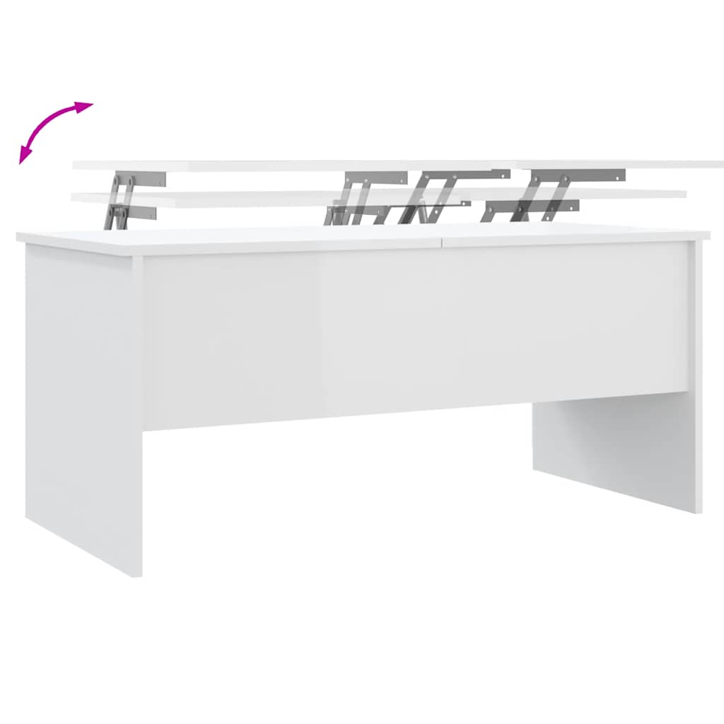 vidaXL Couchtisch Hochglanz-Weiß 102x50,5x46,5 cm Holzwerkstoff