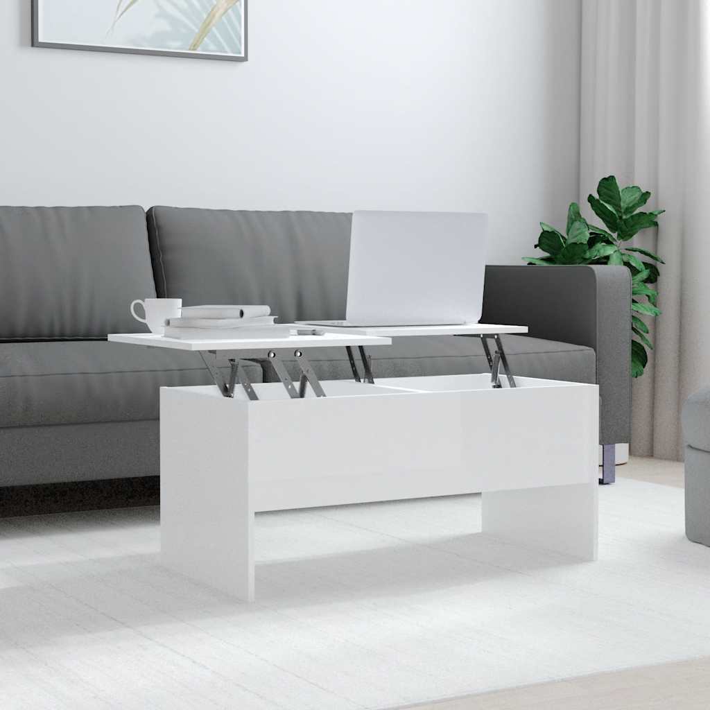 vidaXL Couchtisch Hochglanz-Weiß 102x50,5x46,5 cm Holzwerkstoff