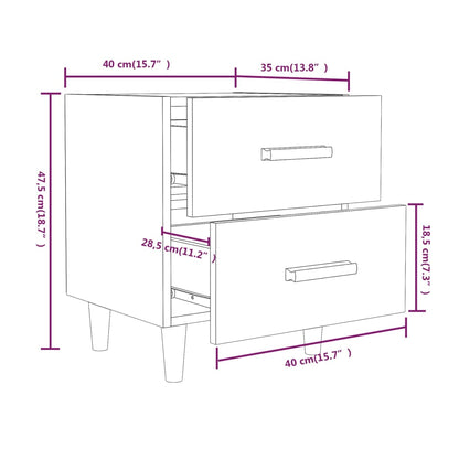 vidaXL Tables de chevet 2 pcs Noir 40x35x47,5 cm