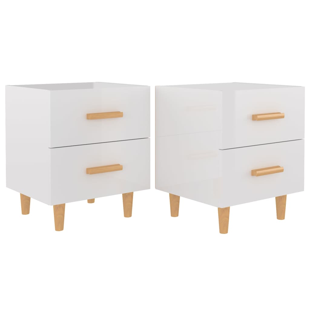 vidaXL Tables de chevet 2 pcs. Blanc brillant 40x35x47,5 cm