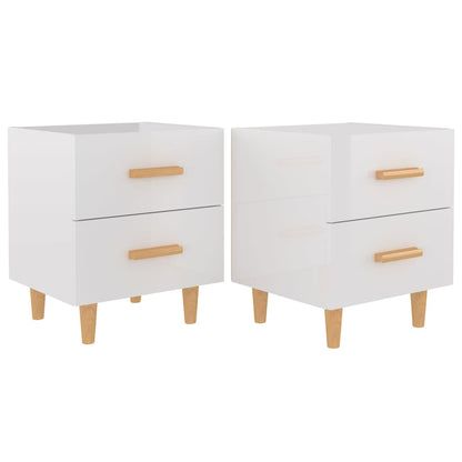 vidaXL Tables de chevet 2 pcs. Blanc brillant 40x35x47,5 cm