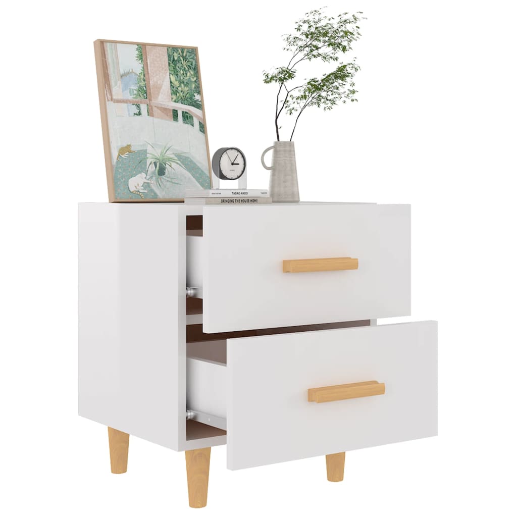 vidaXL Tables de chevet 2 pcs. Blanc brillant 40x35x47,5 cm