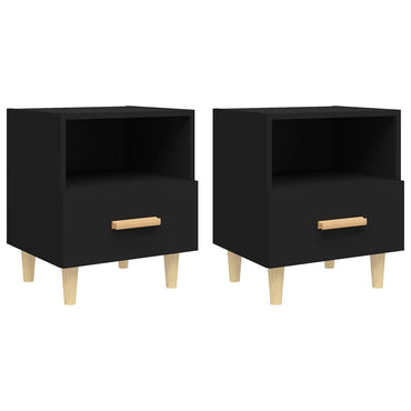 vidaXL Nachttische 2 Stk. Schwarz 40x35x47 cm