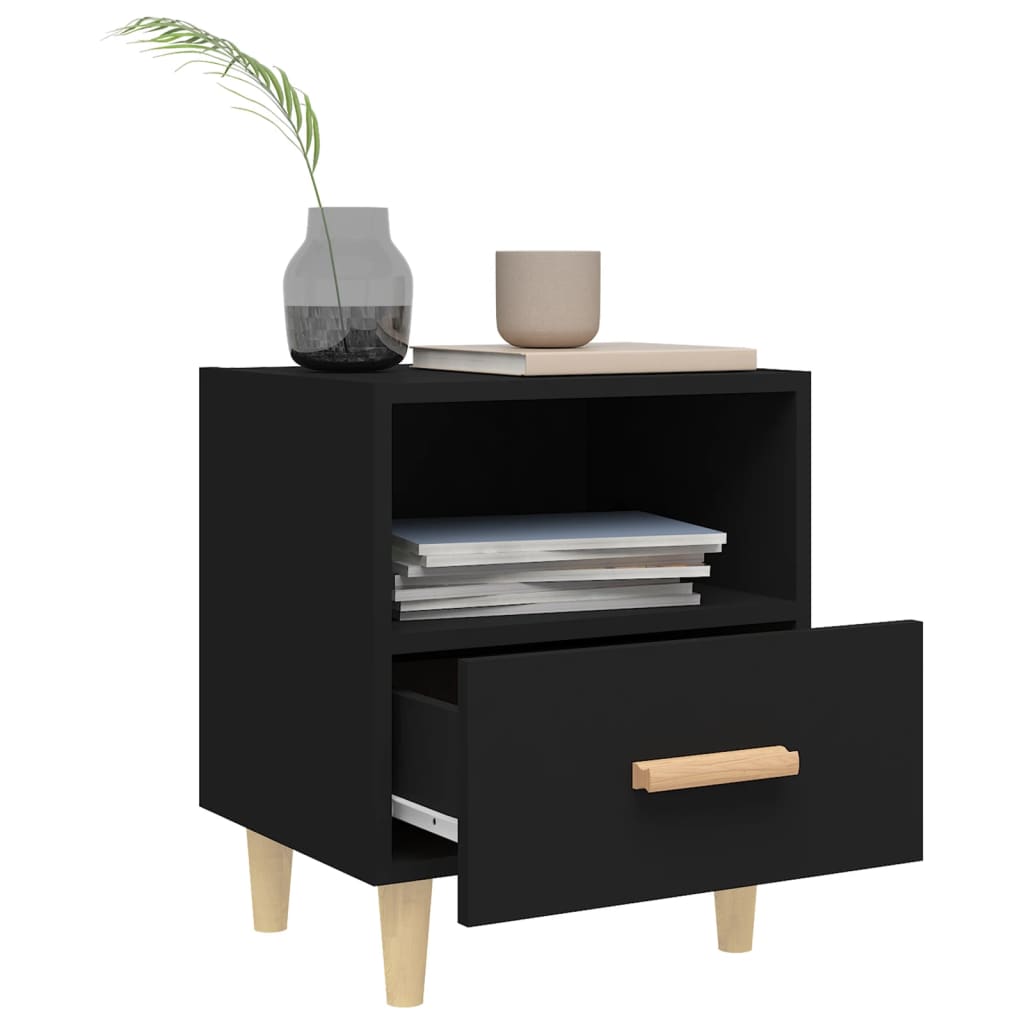 vidaXL Nachttische 2 Stk. Schwarz 40x35x47 cm