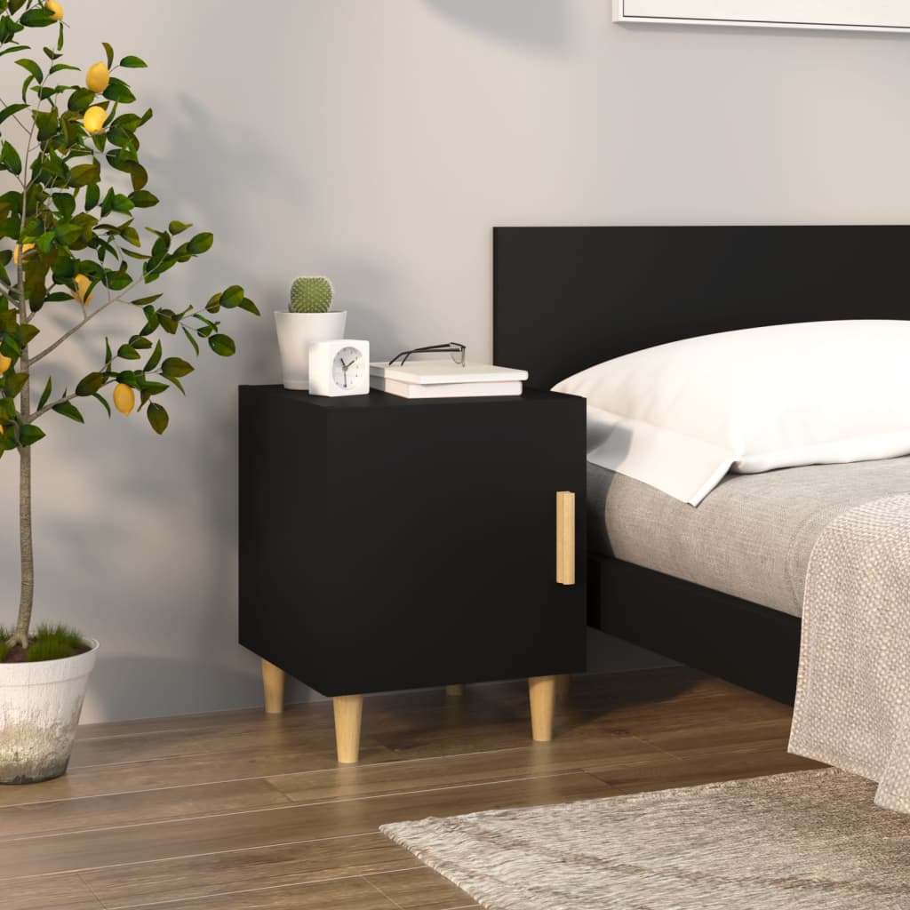 vidaXL Nachttische 2 Stk. Schwarz Holzwerkstoff
