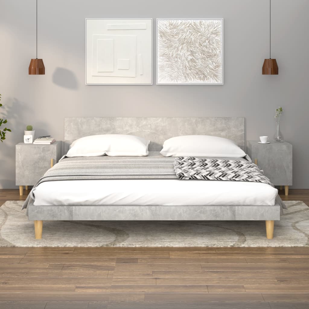 vidaXL Table de chevet gris béton en bois d'ingénierie