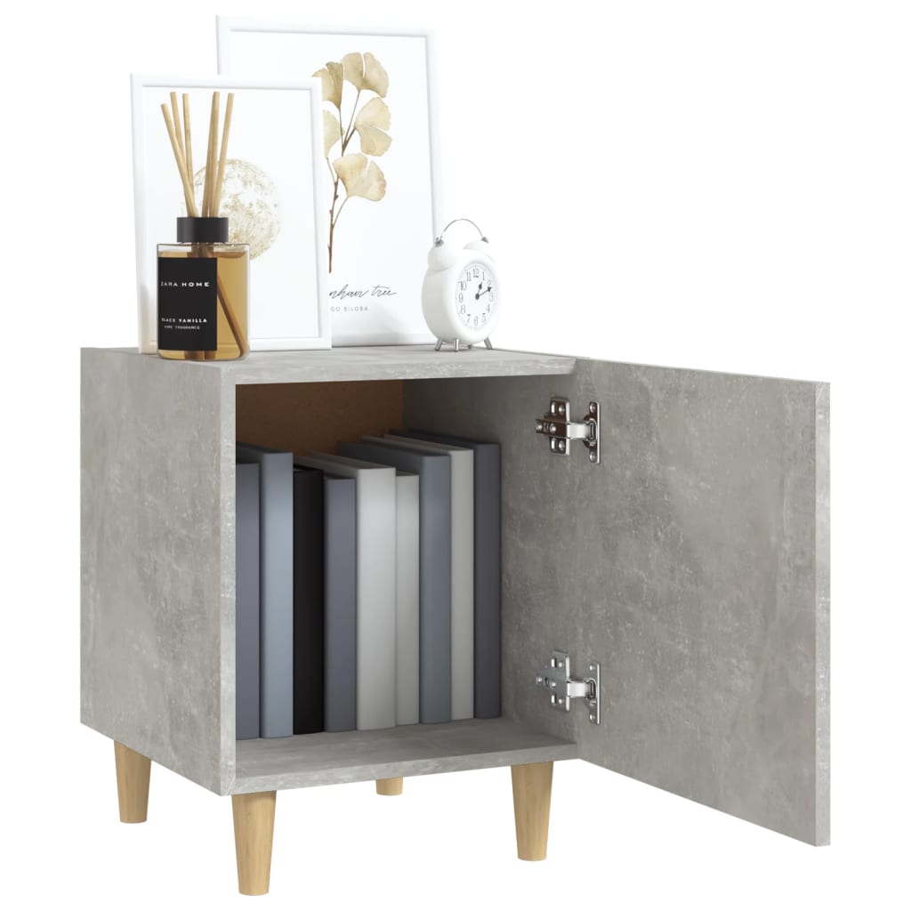 vidaXL Table de chevet gris béton en bois d'ingénierie