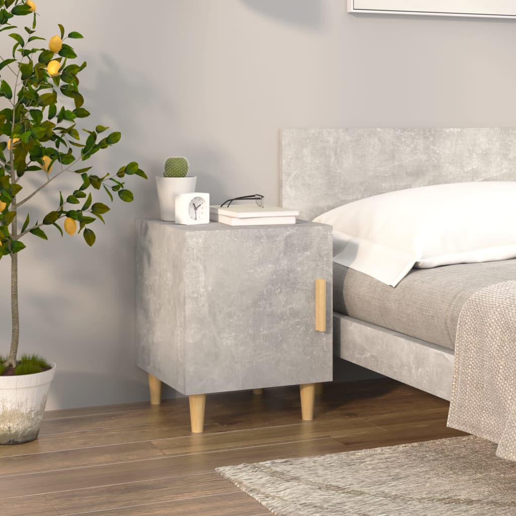 vidaXL Table de chevet gris béton en bois d'ingénierie