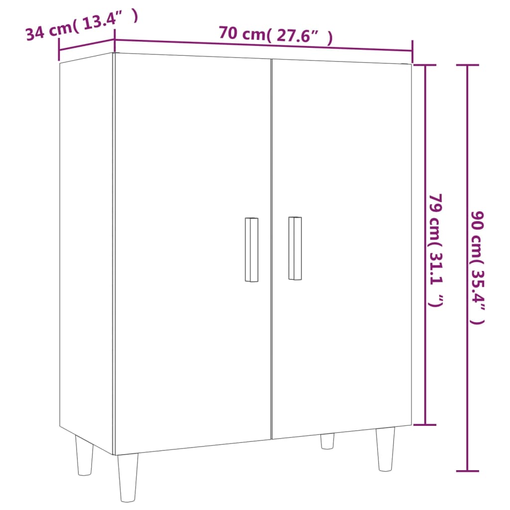vidaXL Buffet Gris Ciment 70x34x90 cm Bois d'ingénierie