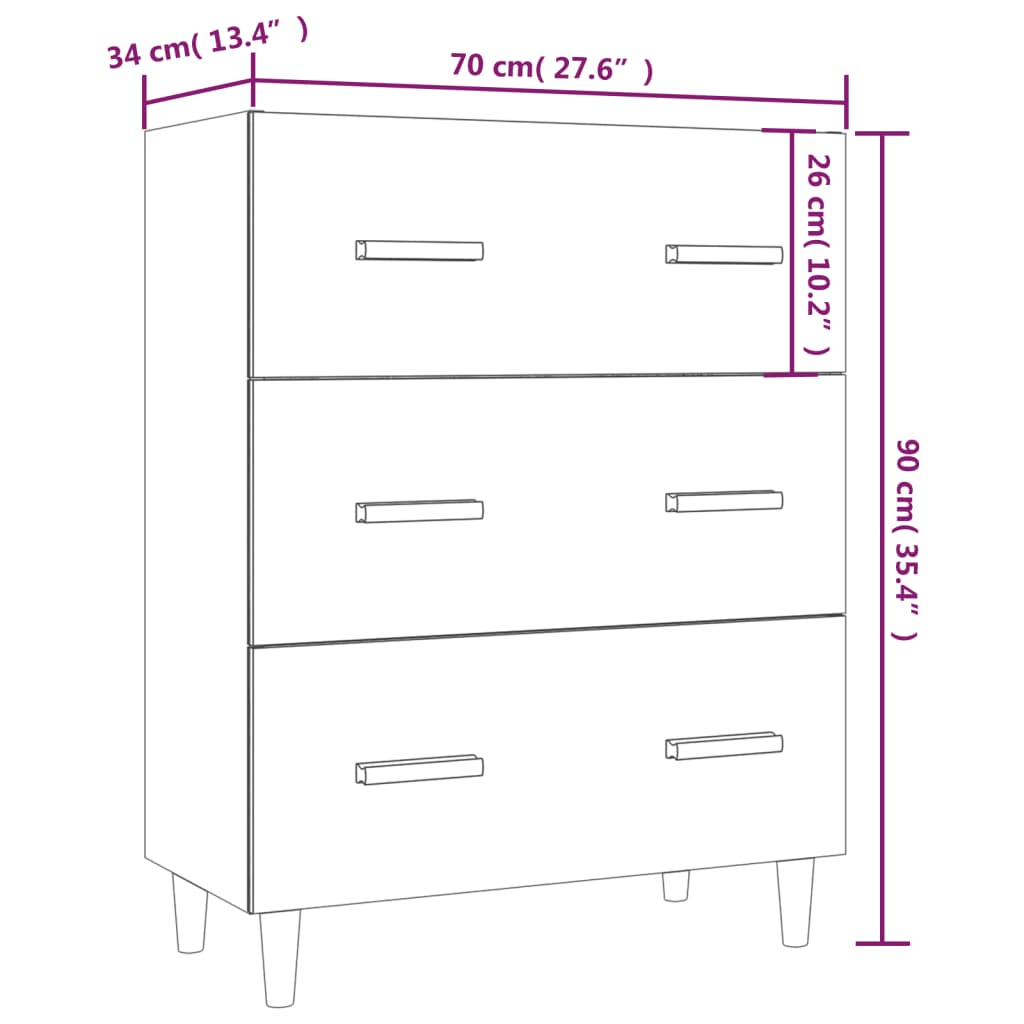 vidaXL Buffet blanc 70x34x90 cm Aggloméré