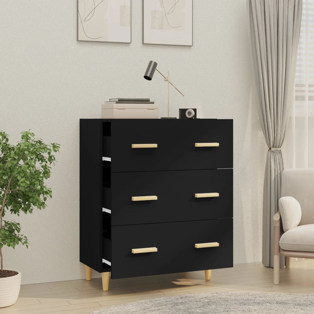 vidaXL Buffet Noir 70x34x90 cm Bois d'ingénierie