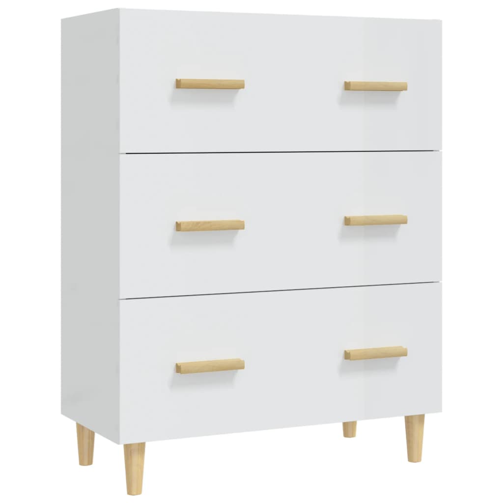 vidaXL Buffet haut brillant blanc 70x34x90 cm Bois d'ingénierie