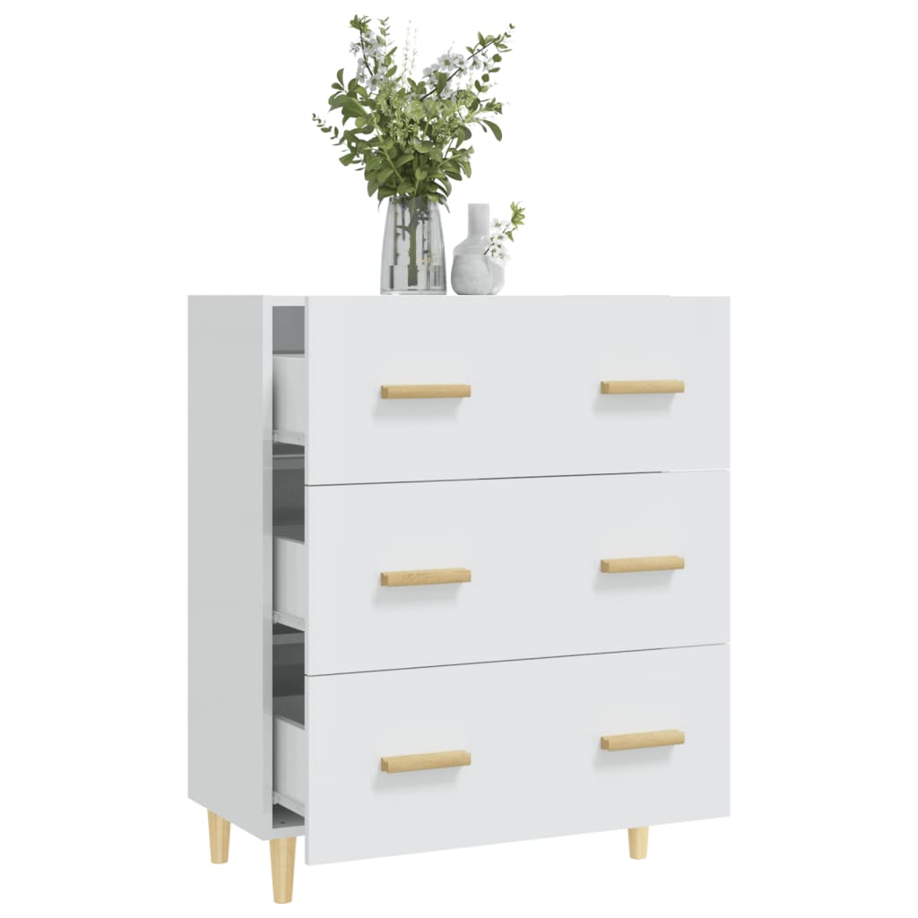 vidaXL Buffet haut brillant blanc 70x34x90 cm Bois d'ingénierie