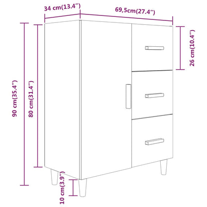 vidaXL Sideboard Hochglanz-Weiß 69,5x34x90 cm Holzwerkstoff