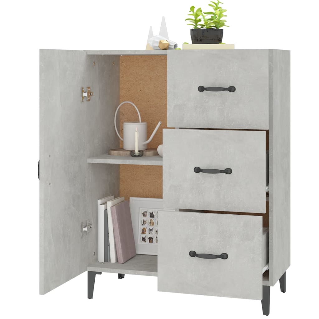 vidaXL Buffet gris béton 69,5x34x90 cm Bois d'ingénierie
