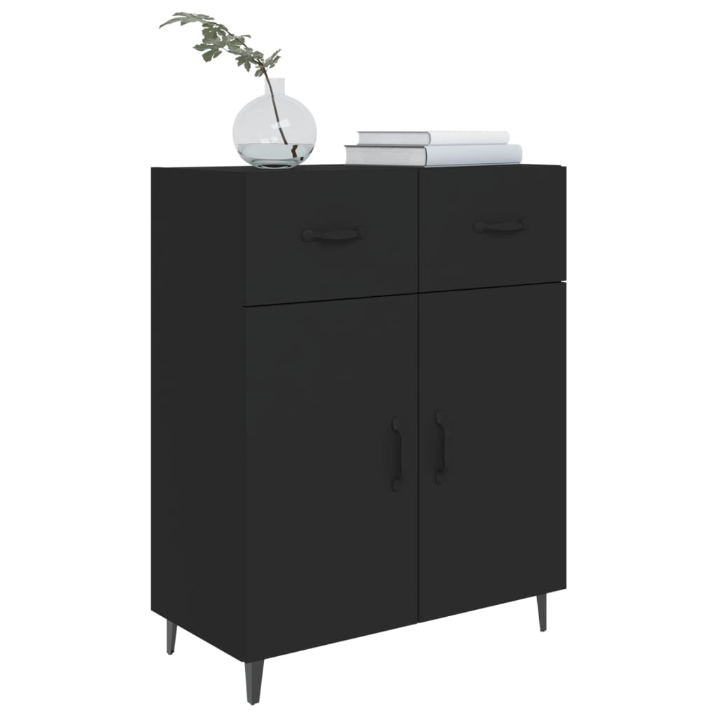 vidaXL Commode noire 69,5x34x90 cm en bois d'ingénierie