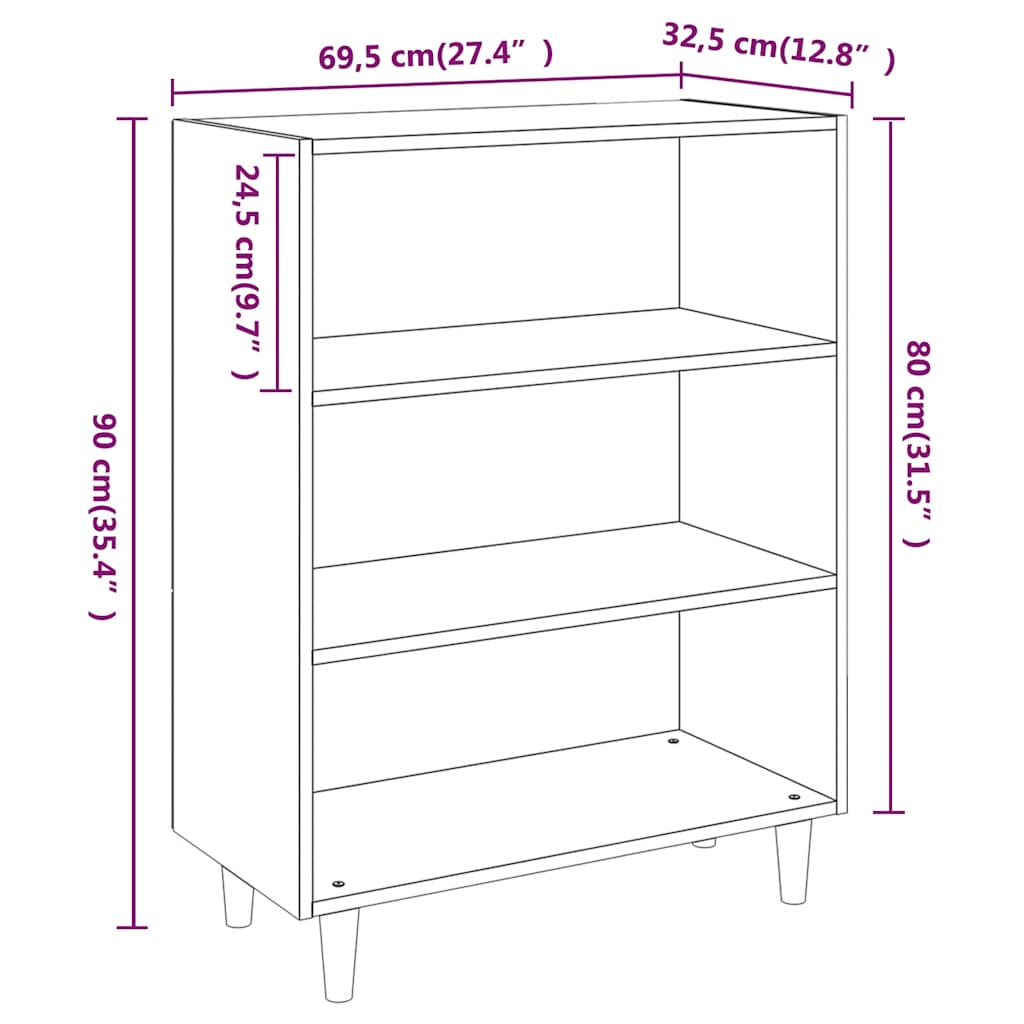vidaXL Sideboard Sonoma-Eiche 69,5x32,5x90 cm Holzwerkstoff